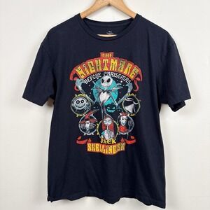 Disney Nightmare Before Christmas Jack Skellington Black Graphic T-Shirt Large